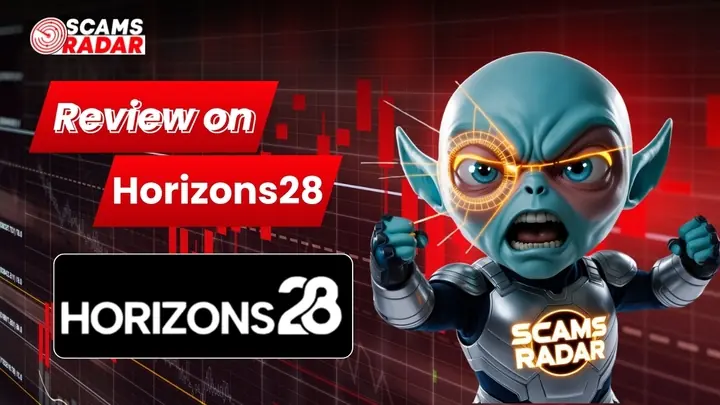 Horizons28 review highlighting ScamRadar investigation, potential scam risks, and trading platform red flags