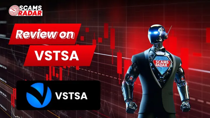 VSTSA review showing Scams Radar analysis highlighting potential risks and trading red flags