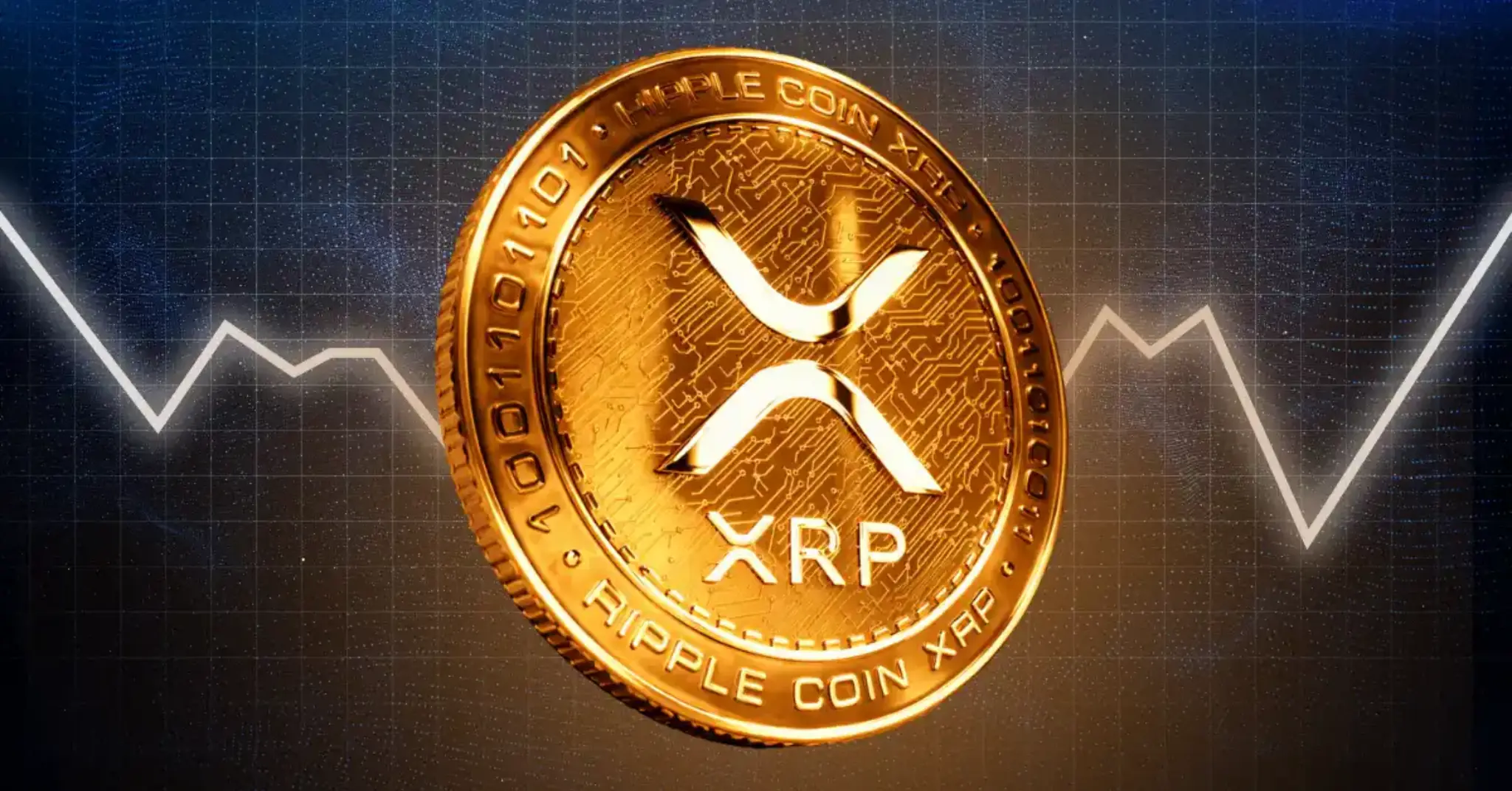 XRP price outlook for January 2026 showing Ripple coin with market trend chart in the background