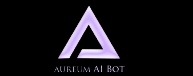 Aureum AI Bot logo featuring purple gradient triangular A symbol on black background