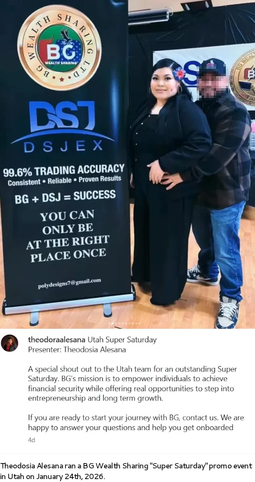 BG Wealth Sharing and DSJEX promoters at a Super Saturday promotional event in Utah