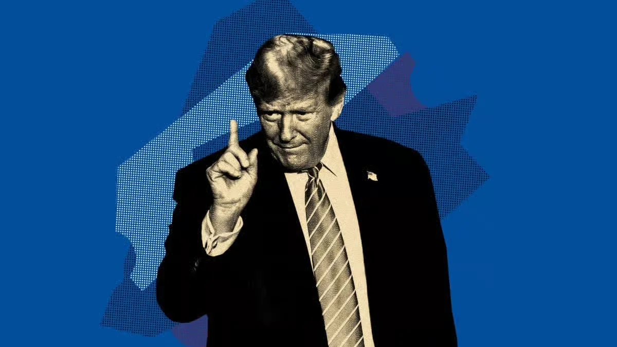 Donald Trump reacting after Supreme Court rejects wide-ranging tariffs, impacting crypto prices