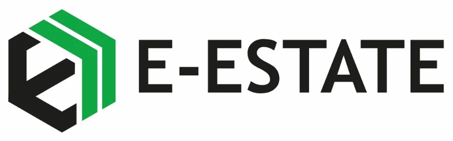 E-Estate logo representing a blockchain-based digital real estate platform