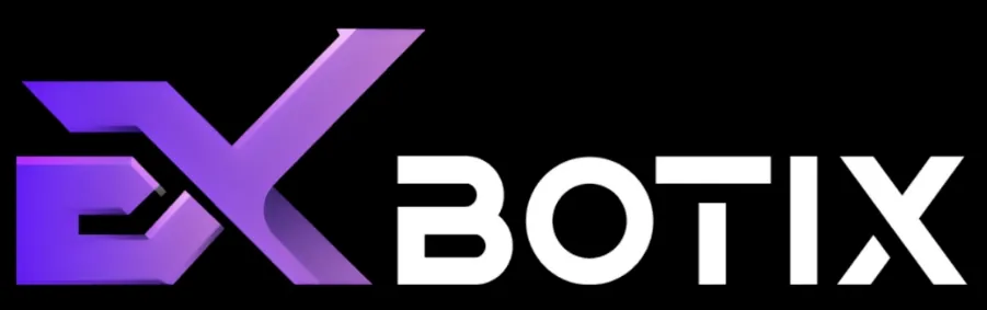 Exbotix AI automation and robotics company logo in purple and white