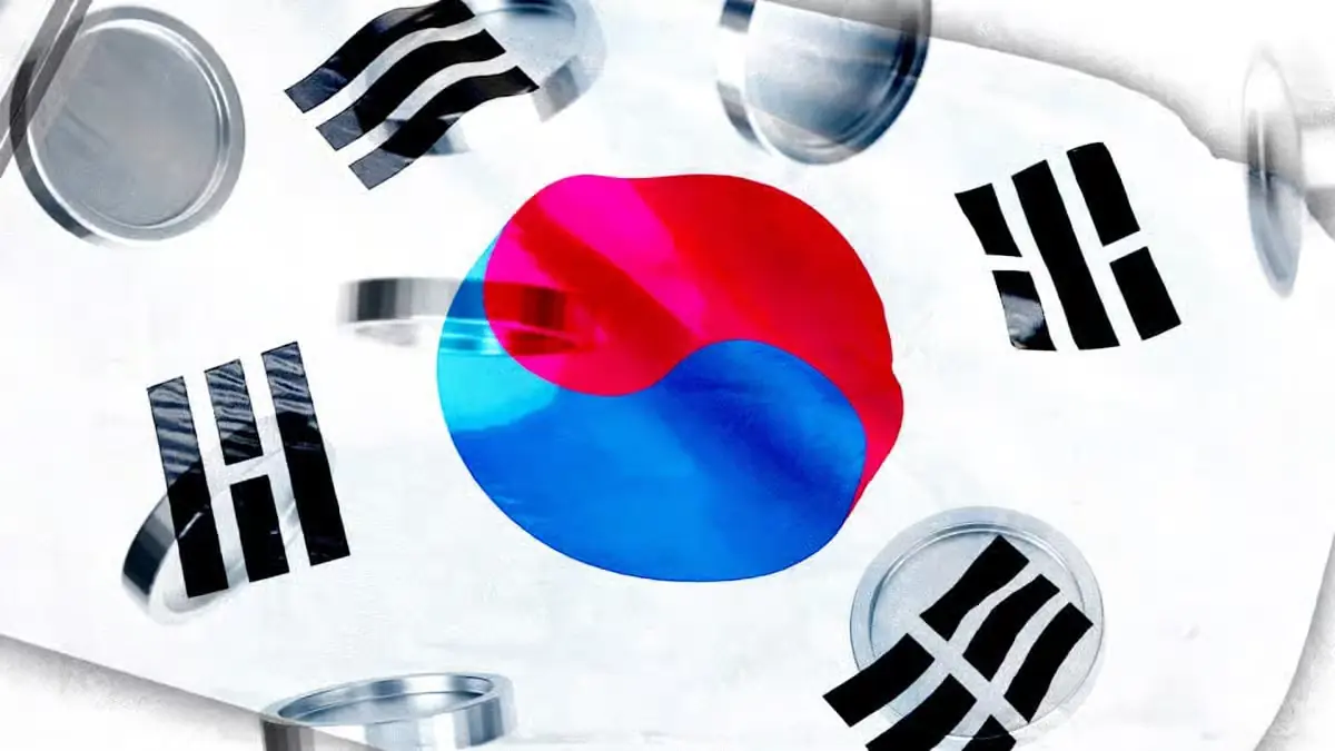 South Korea flag with crypto coins symbolizing Hanwha JitoSOL ETP partnership and institutional Solana staking products