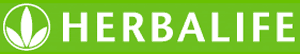Herbalife logo with green background, white text, and circular emblem of three leaves representing health and wellness