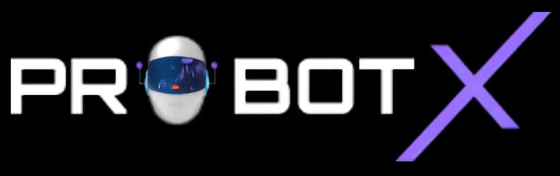 ProBotX logo with robotic face icon and purple X symbol used in trading bot platform review