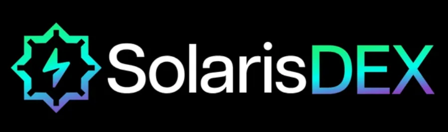 SolarisDEX DeFi platform official logo with gradient text and symbol
