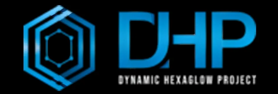 Dynamic Hexa Glow review official DHP Dynamic Hexaglow Project logo with blue hexagon blockchain branding