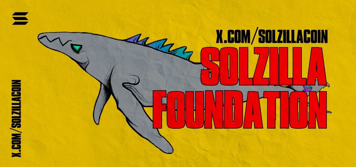 SOLZILLA memecoin mascot graphic representing the Solzilla Foundation on the Solana blockchain ecosystem