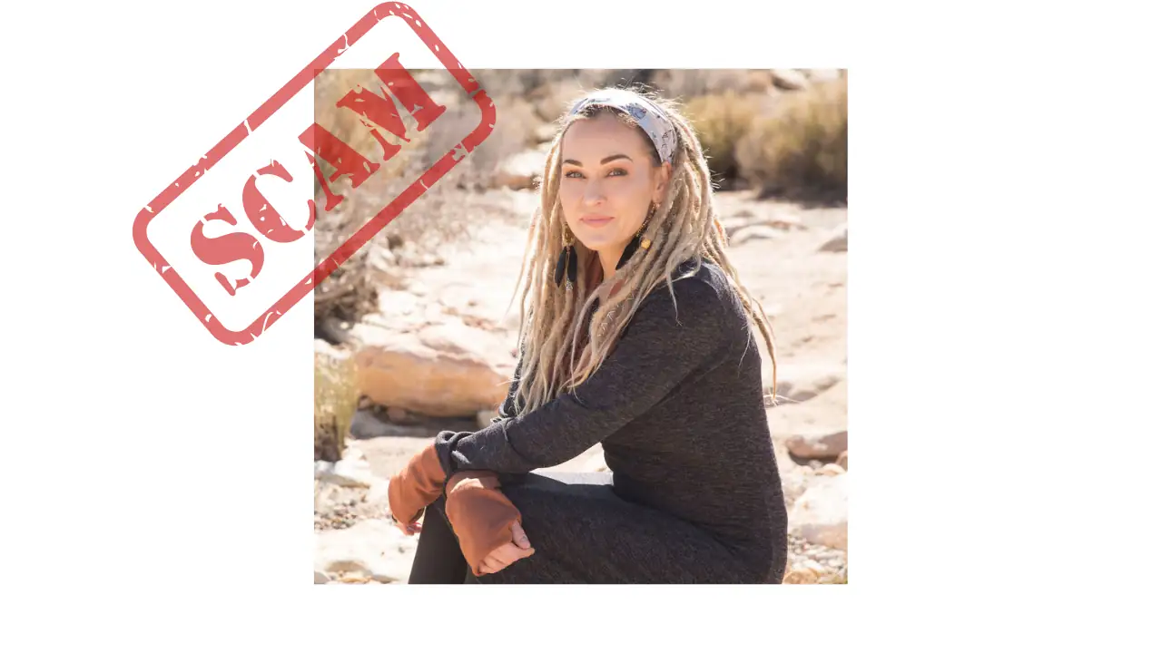 Jenna Zwagil scam investigation image with red scam warning stamp related to Zater Capital and Zionix Global controversy