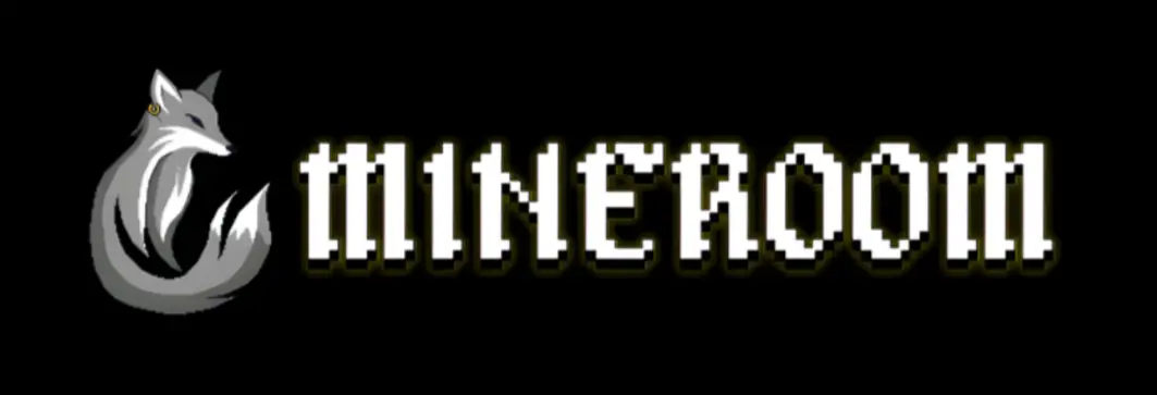 Mineroom logo with fox icon and stylized text used in crypto mining platform review.