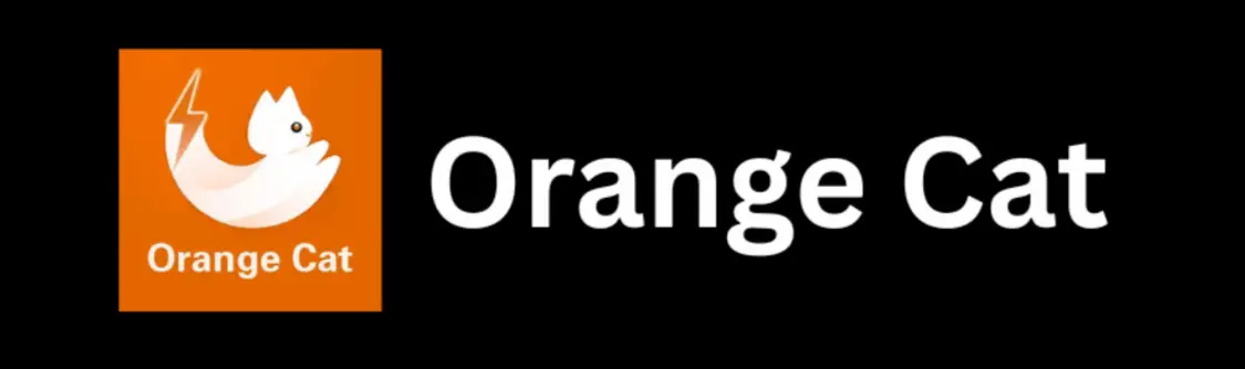 Orange Cat logo displayed with text on black background