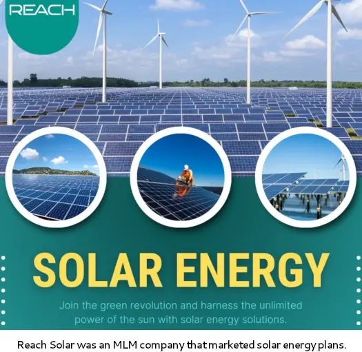 Reach Solar solar energy promotion with panels and wind turbines before MLM collapse