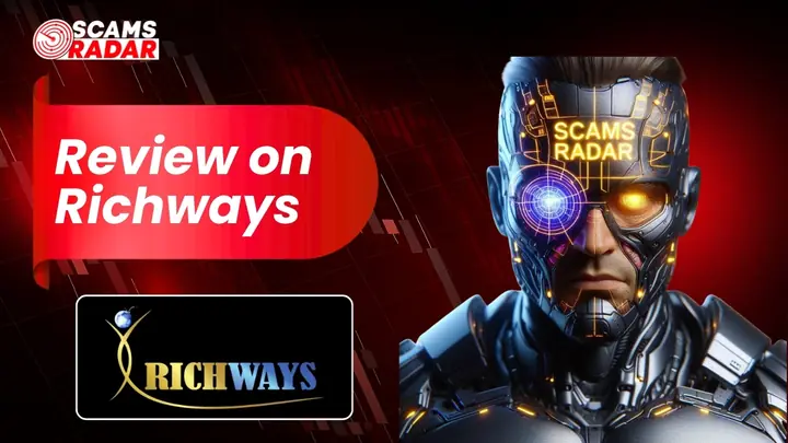 Richways review image showing crypto investment platform with scam warning by Scams Radar