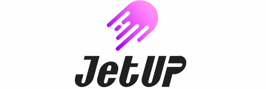 JetUP logo with modern design in purple and black
