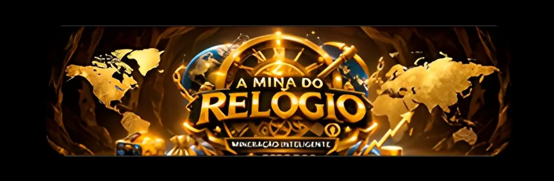A Mina Do Relogio platform banner image showing gold themed investment branding used in scam review warning