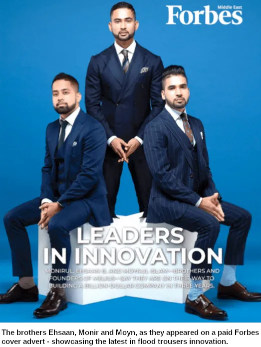 Be Club founders Monir, Ehssan and Moyn Islam featured in Forbes Middle East linked to ATVP crypto scam warning Slovenia