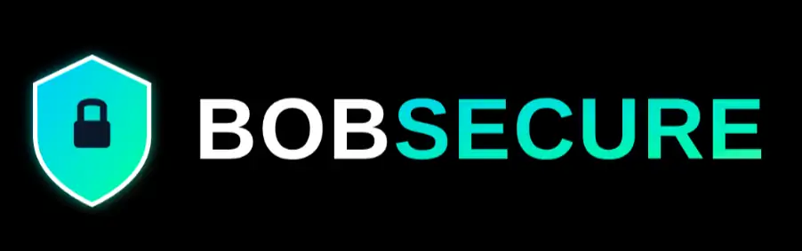 BobSecure logo featuring a security shield with lock icon representing cybersecurity and online protection