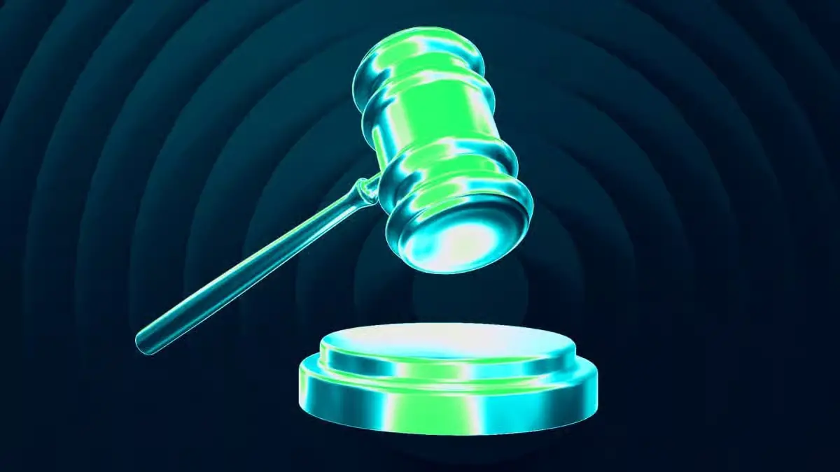 Digital gavel representing Circle USDC lawsuit and crypto regulation after major DeFi hack