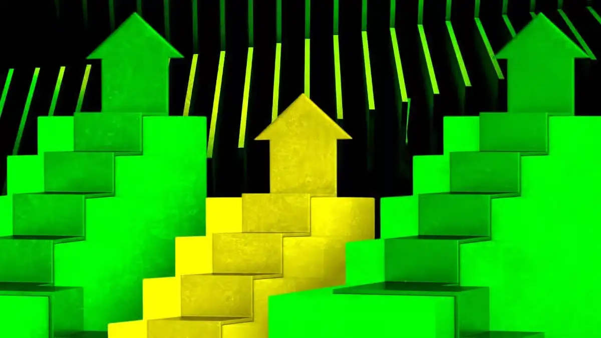 Bright neon pineapple pattern with colorful glowing fruits on a dark background in digital art style