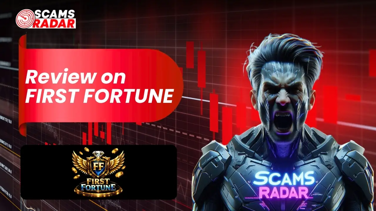 First Fortune review showing scam warning, trading loss chart, and Scams Radar analysis