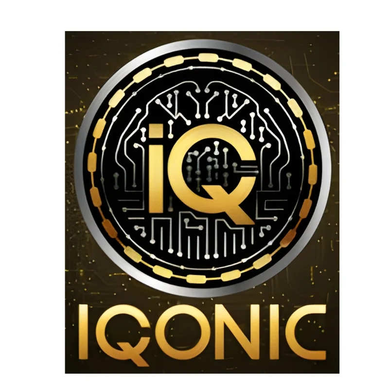 Golden Iqonic (IQ) logo with circuit board design, associated with Icon Academy and the Eaconomy fraudulent scheme lawsuit.