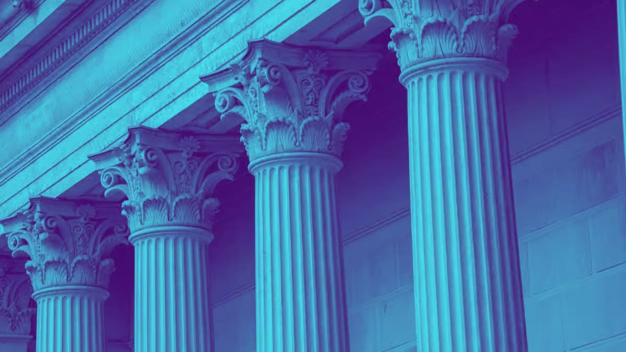 Court building columns representing legal ruling on JENNER memecoin and crypto securities case