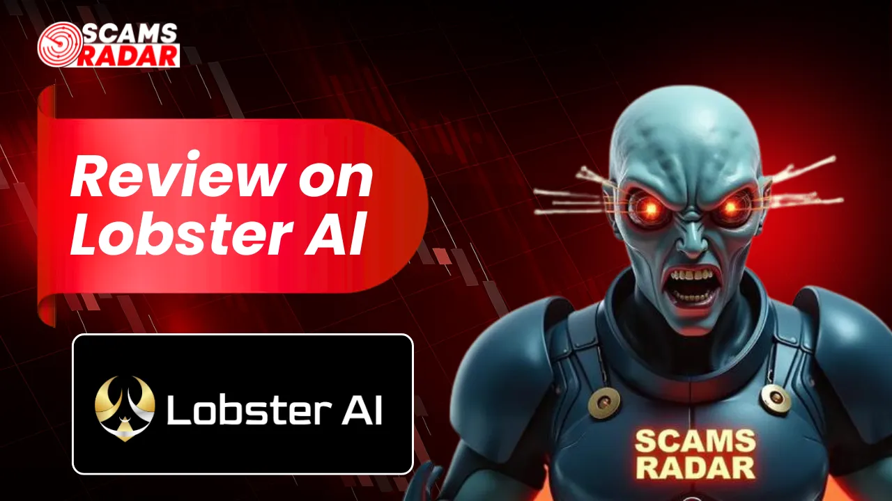 Lobster AI Review thumbnail with red theme and warning character from Scams Radar