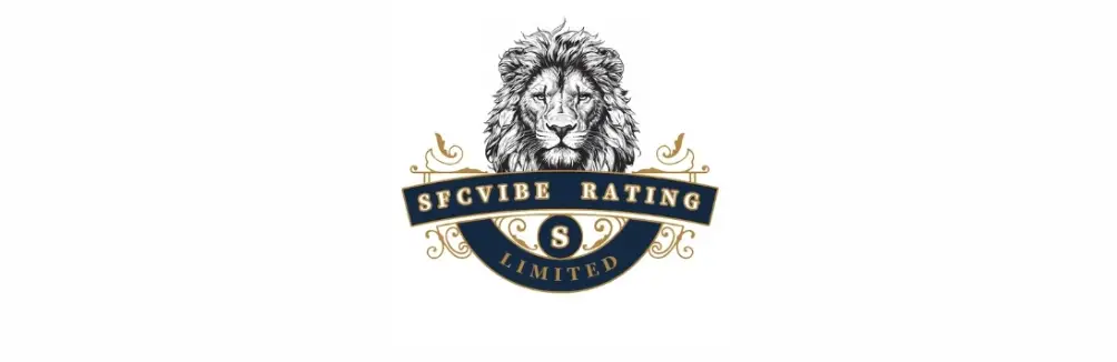 SFCVIBE RATING Review official logo with lion emblem and premium branding design