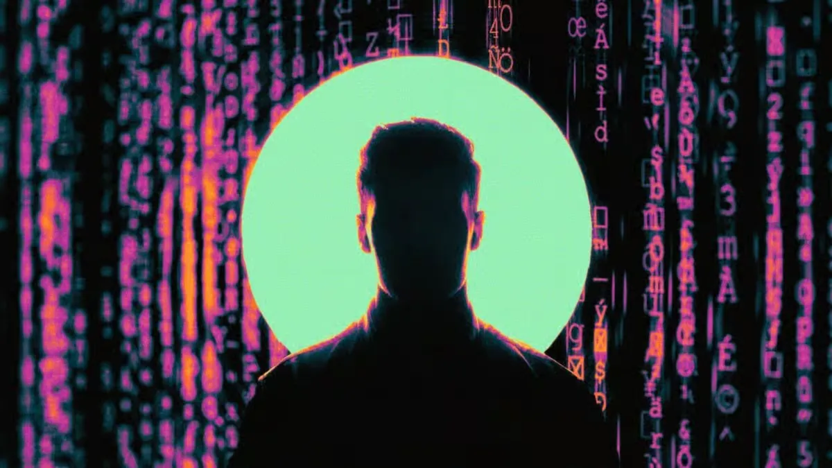 Anonymous hacker silhouette with digital code background representing Vercel security breach and $2M ransom demand