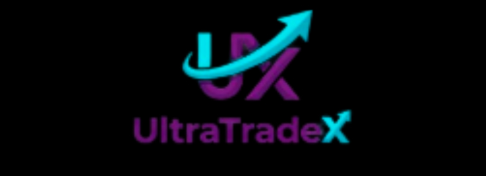 UltraTradeX official logo featuring purple and cyan branding with a rising arrow icon, representing growth and financial trading.