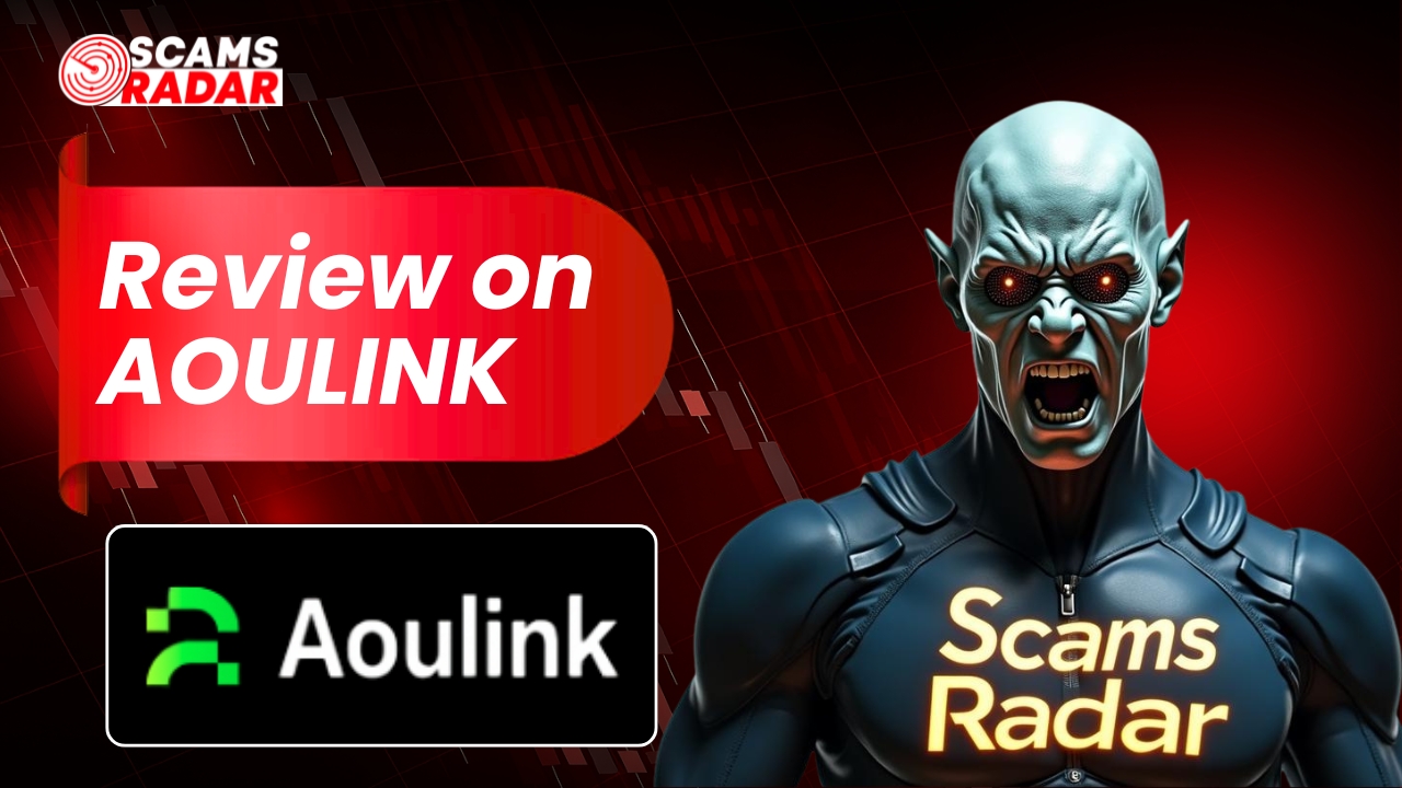 A comprehensive review and forensic analysis of the Aoulink platform by Scams Radar, featuring the company logo and risk warnings.