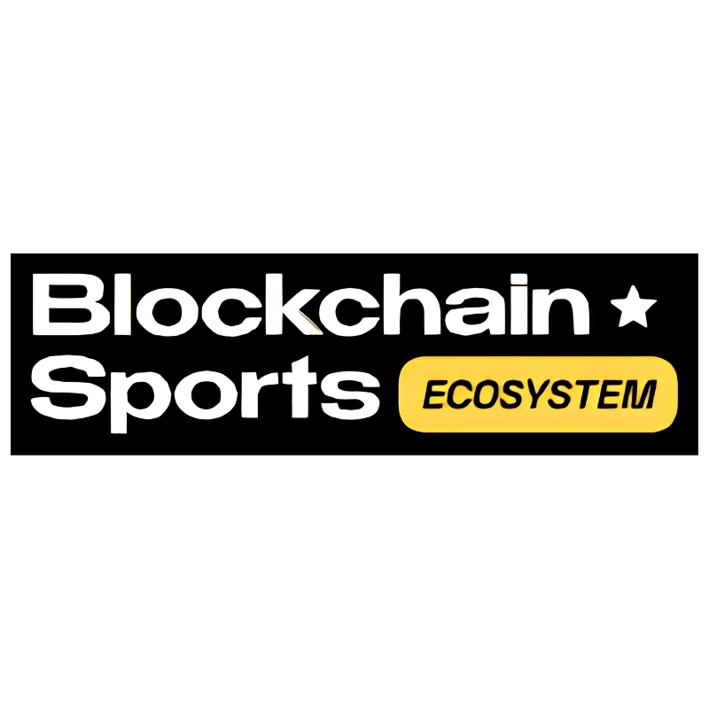 Blockchain Sports Ecosystem official logo featuring white text and a yellow ecosystem badge on a black background.