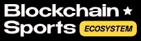 Blockchain Sports Ecosystem logo with white text, a white star icon, and a yellow highlighted pill capsule shape containing the word ECOSYSTEM on a solid black background.