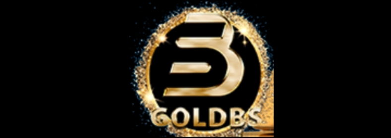 Goldbs golden 3D logo with sparkling background for brand identification