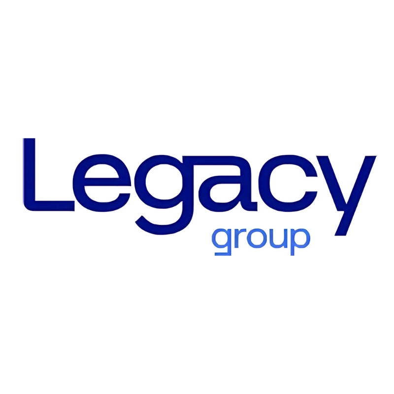 Legacy Group official blue and white minimalist logo representing corporate investment and business services.