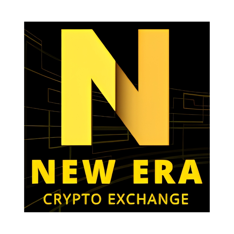 New Era Crypto Exchange gold logo on black background for cryptocurrency trading platform