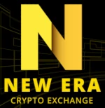 New Era Crypto Exchange gold logo on black background for cryptocurrency trading platform