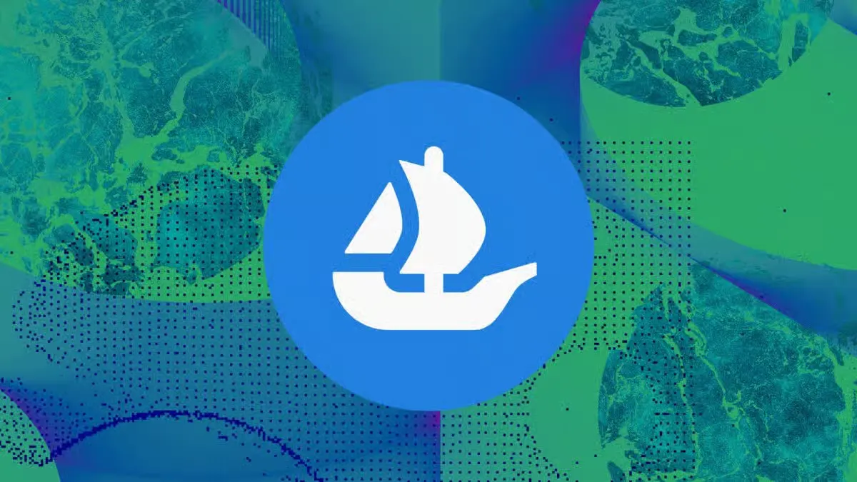 OpenSea logo highlighting the growing Pokémon cards and Rolexes NFT wave in digital collectibles