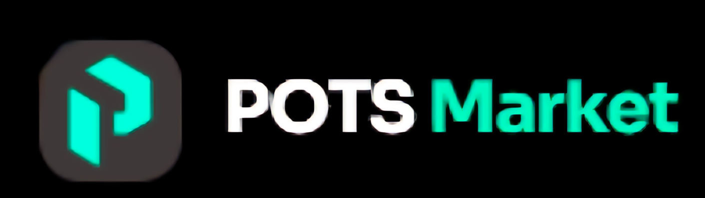 Pots Market official brand logo with green icon on black background.