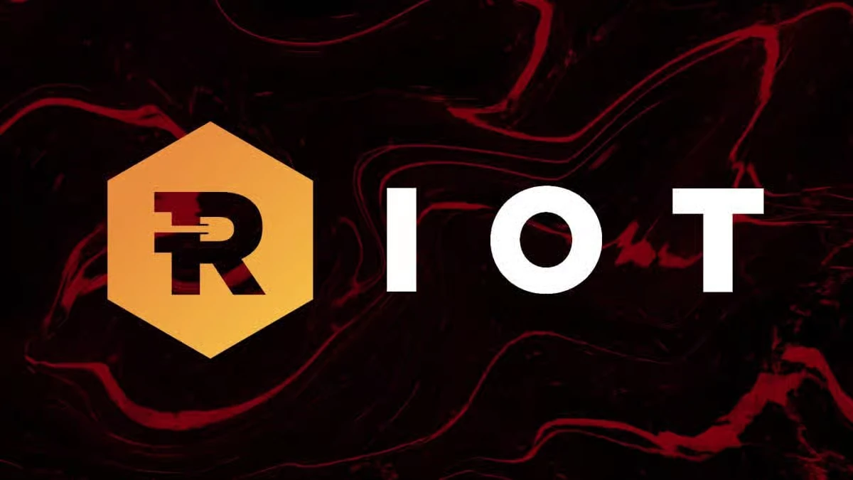 Riot logo graphic on a dark red background, representing Riot Platform Review and crypto mining company analysis.