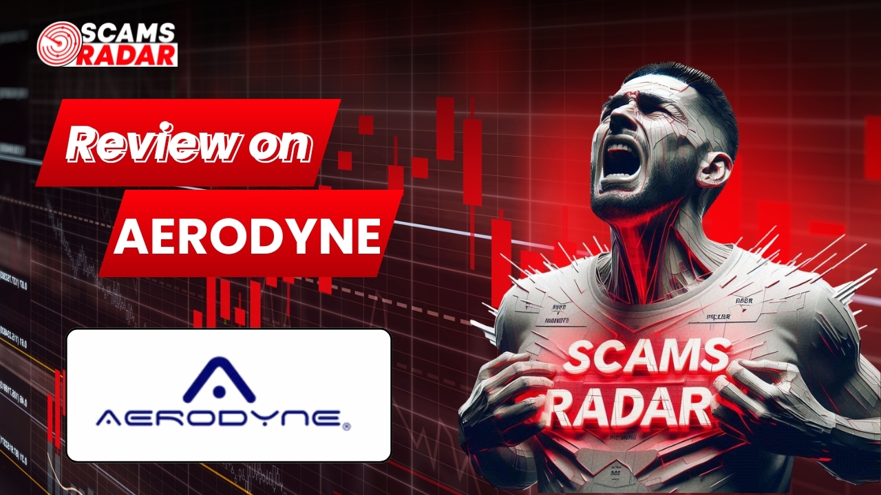 Aerodyne review thumbnail featuring Aerodyne logo, market chart background, and Scams Radar branding