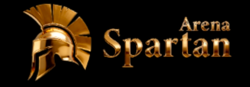Arena Spartan logo featuring a golden Spartan helmet on a black background representing a gaming and esports arena brand
