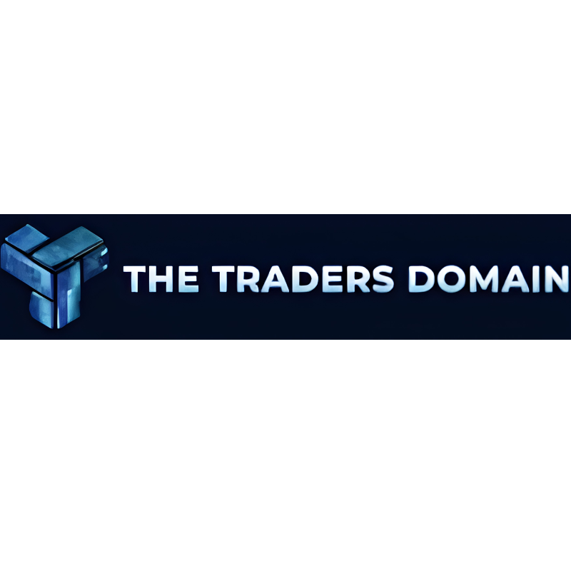The Traders Domain logo on a dark blue banner with a blue geometric cube icon and white brand text.