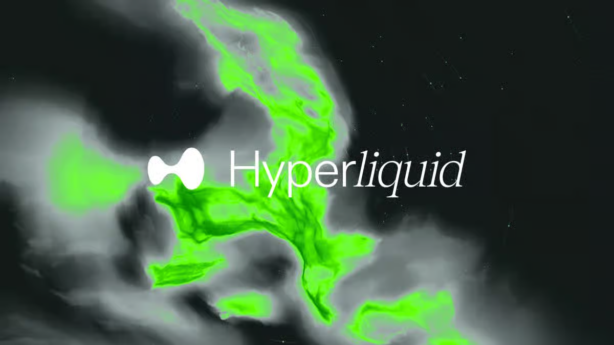 Hyperliquid logo displayed against a futuristic green and black digital background representing decentralized cryptocurrency trading and blockchain technology.