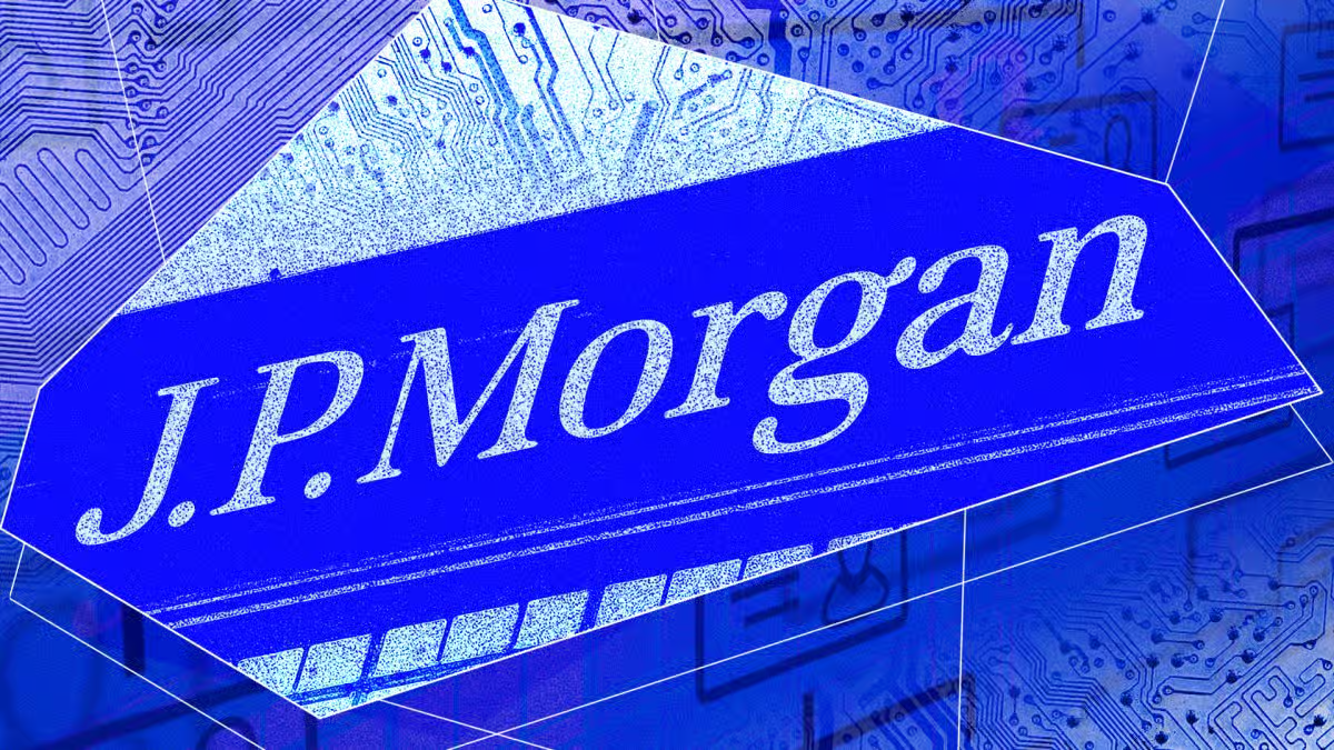 JP Morgan technology chip illustration representing digital banking, fintech innovation, and financial technology advancements