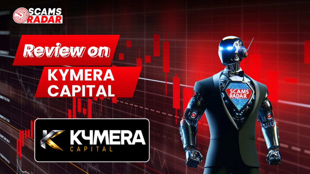 Kymera Capital review showing investment trading chart background and AI robot analyzing the platform