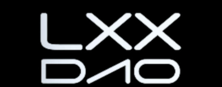 LXX DAO official logo in white on black background representing decentralized autonomous organization