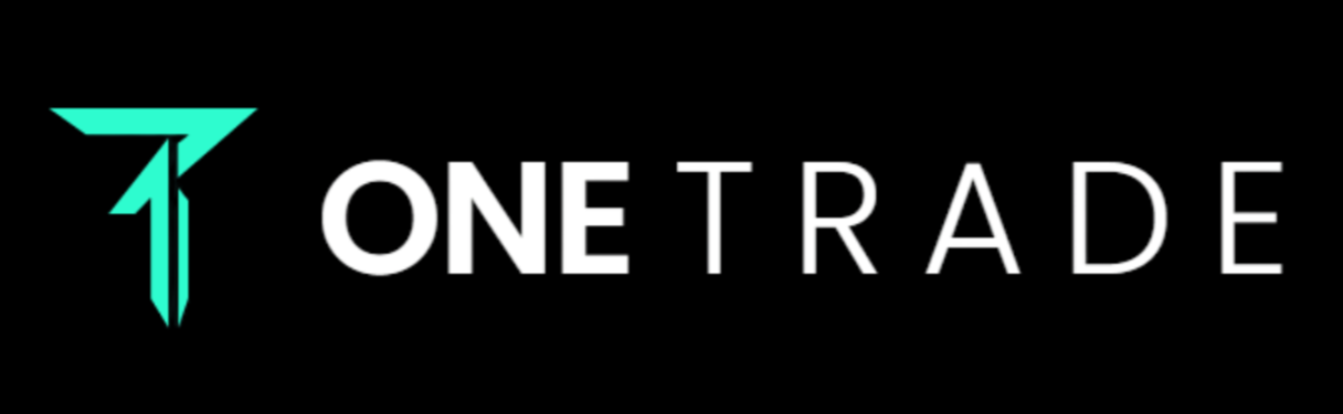 Official One Trade trading platform logo featuring a stylized cyan T on a black background